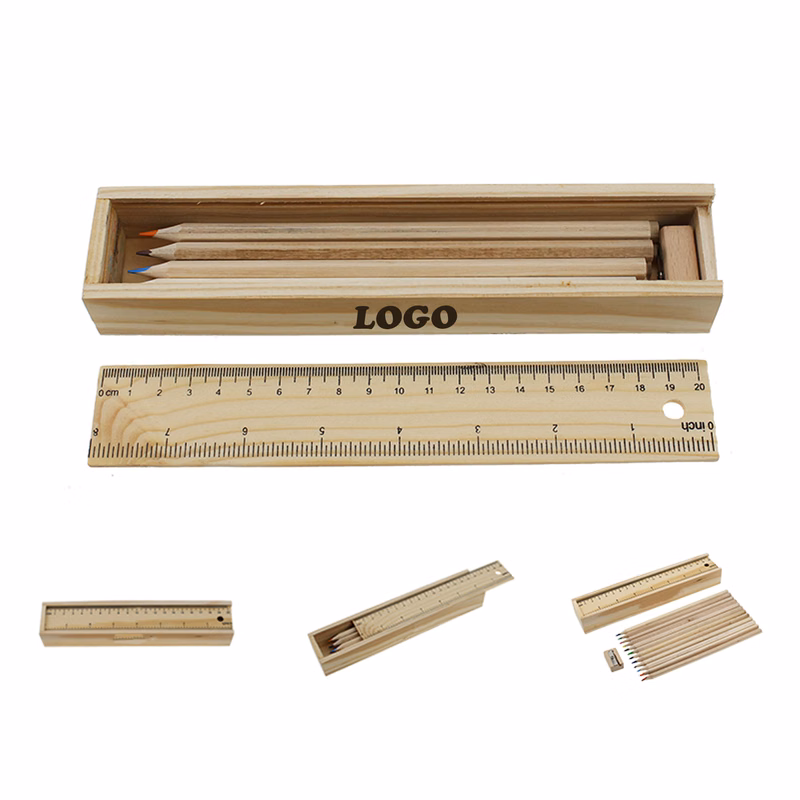 MOQ 10 pcs Custom Logo Wooden Pencil Set