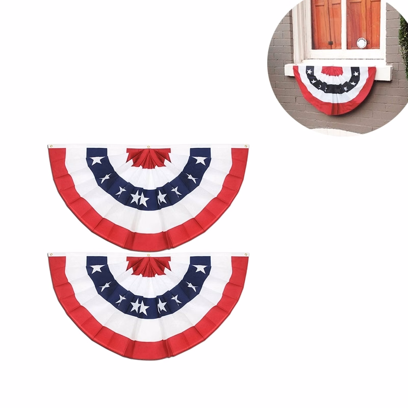 1.5x3ft USA Pleated Fan Flag