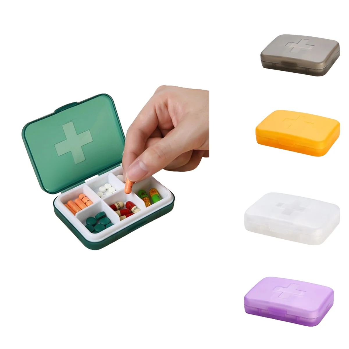 Compact Pill Box With 6 Compartments 1