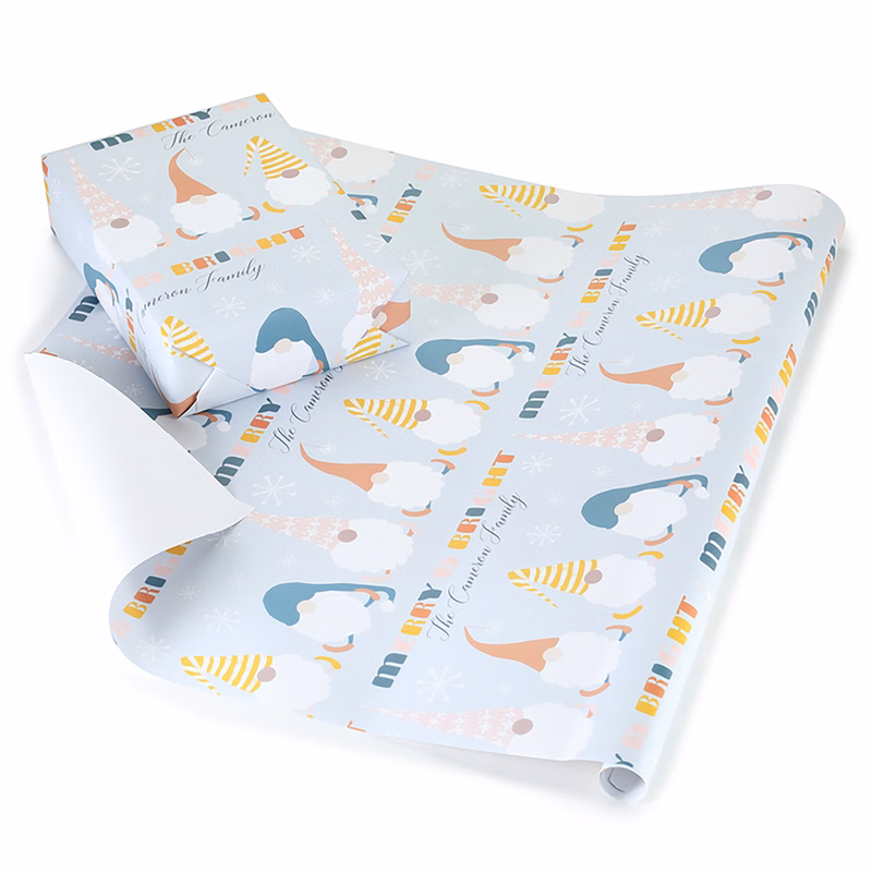Merry Gnomes Personalized Wrapping Paper Roll