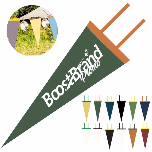 Custom Canvas Pennant Flag with Loops — School Spirit Athletic Event Branding Promo