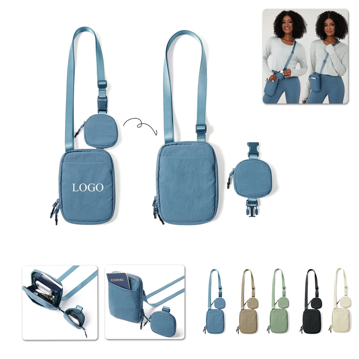 Crossbody Bag w/Removable Small Pouch 1