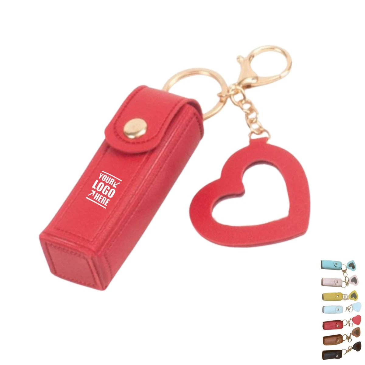 PU Lipstick Keychain With Mirror 1