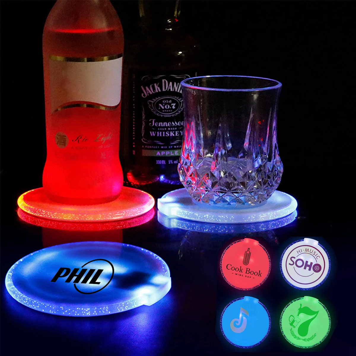 Round Gravity Sensor LED Light Up Cup Coaster 1