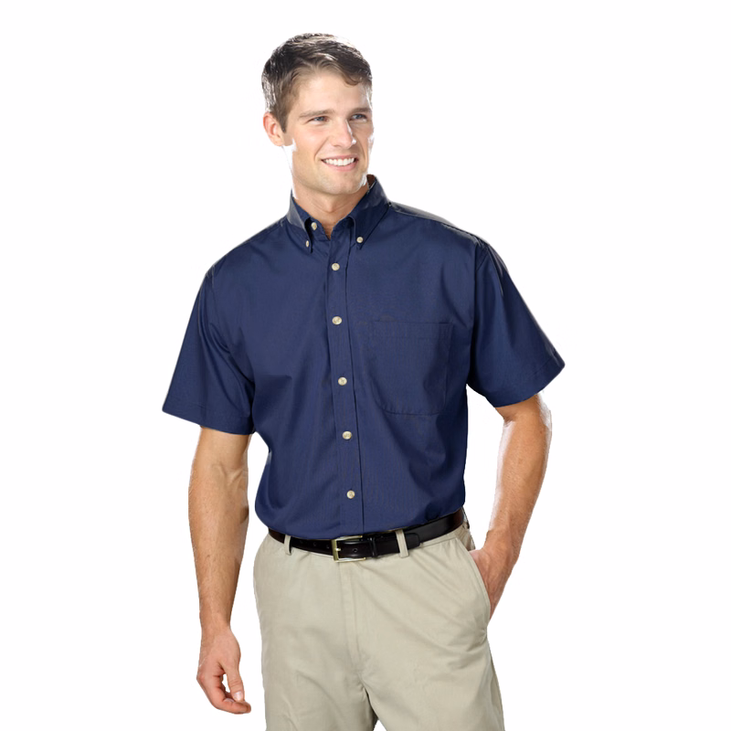 Men's Short-Sleeve Superblend Poplin Shirt with Bone Buttons