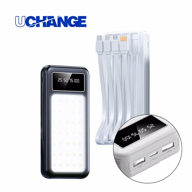 Multi-Function Power Bank With LED Light & Cables