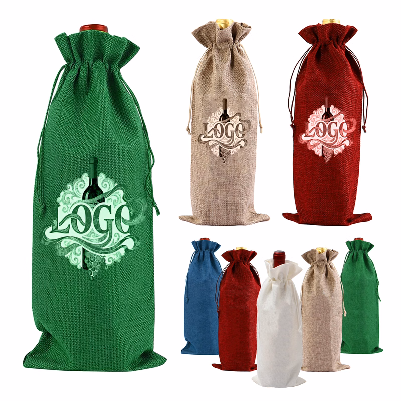 Festival Drawstring Wine Bottle Bag
