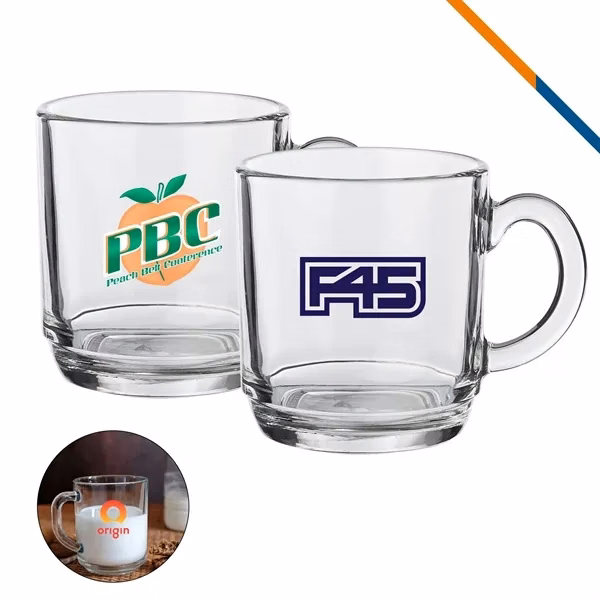 Custom 10 oz Clear Glass Coffee Mug with Heavy Base — Full-Color Drinkware