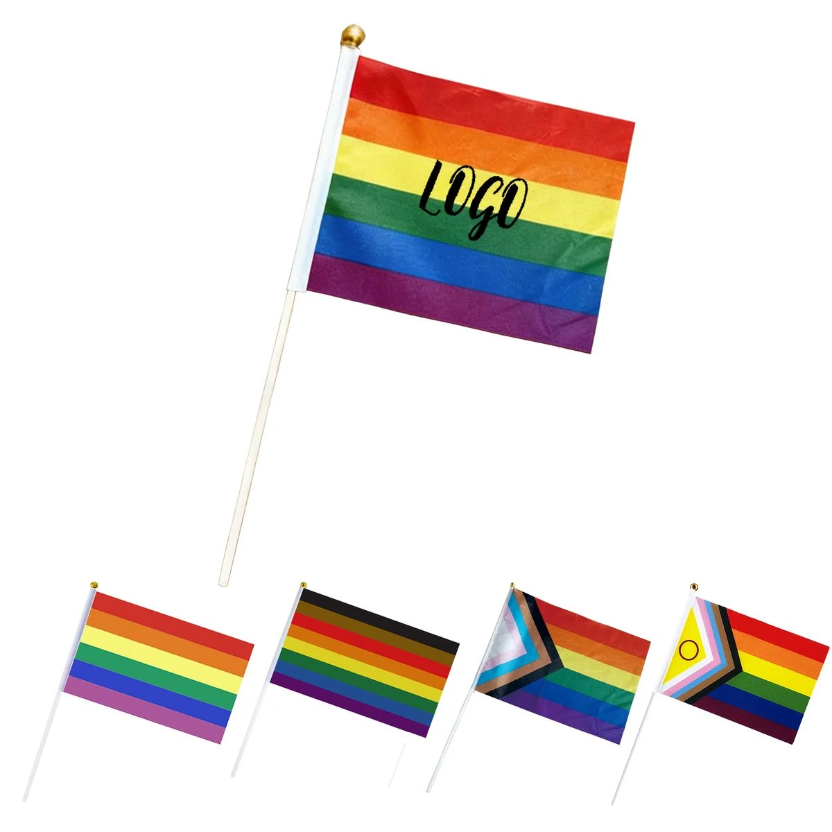 Small Handheld Waving Rainbow Flag 1
