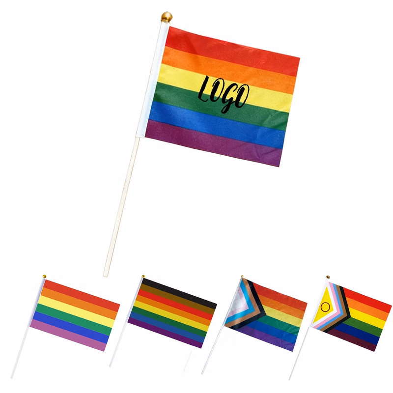 Small Handheld Waving Rainbow Flag
