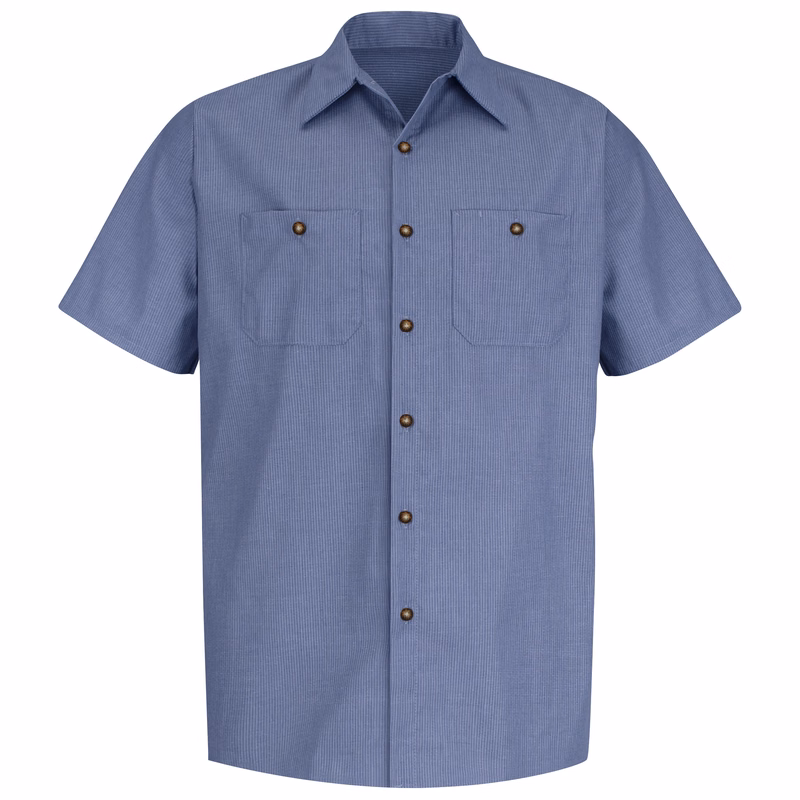 Red Kap® Men's Short Sleeve Geometric Microcheck Work Shirt