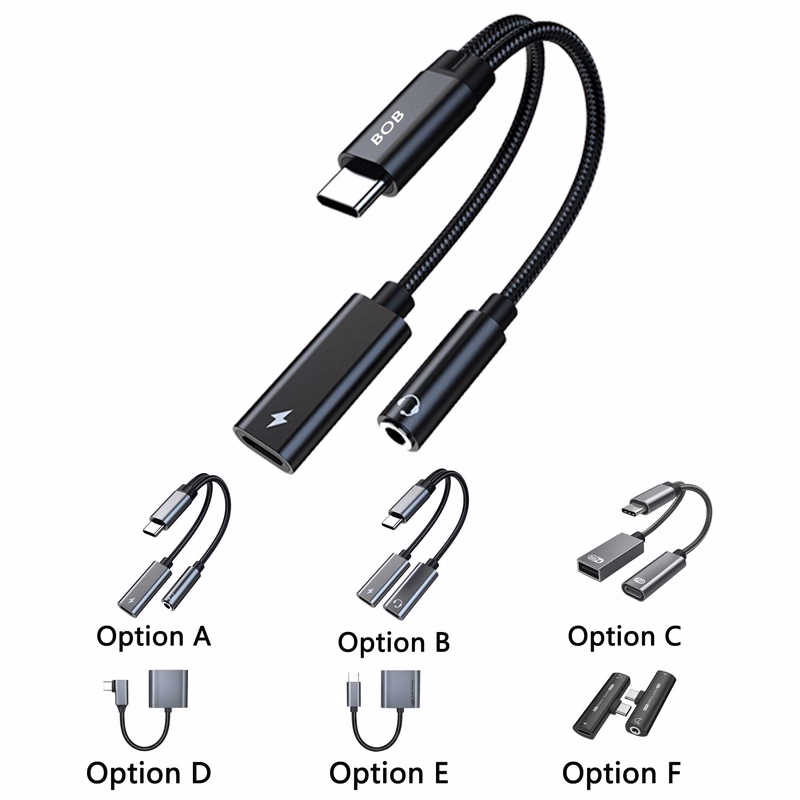 Type-c to 3.5mm Earphone and Charging 2 in1 Adapter
