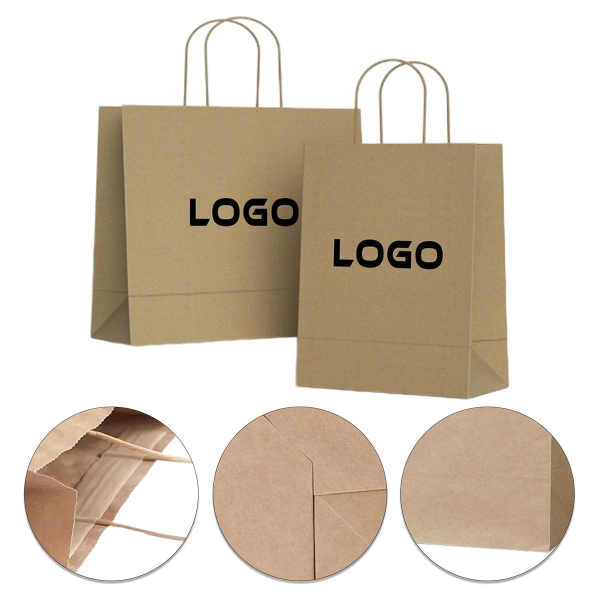 Solid Color Kraft Paper Tote Bags 1