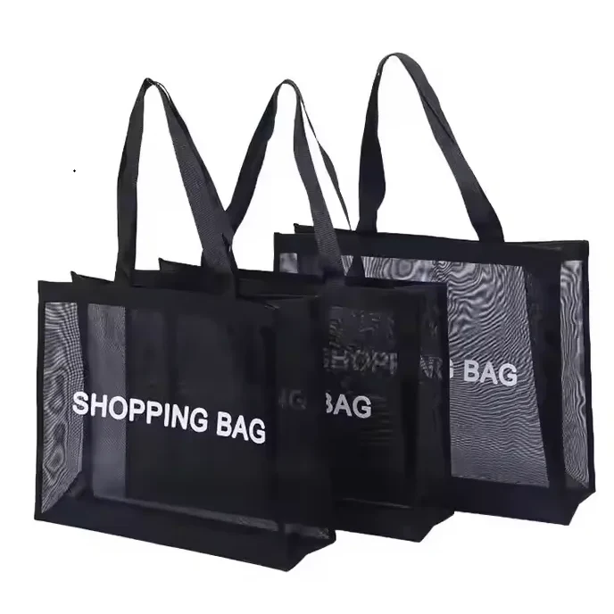 Nylon mesh beach shopping tote bag 1
