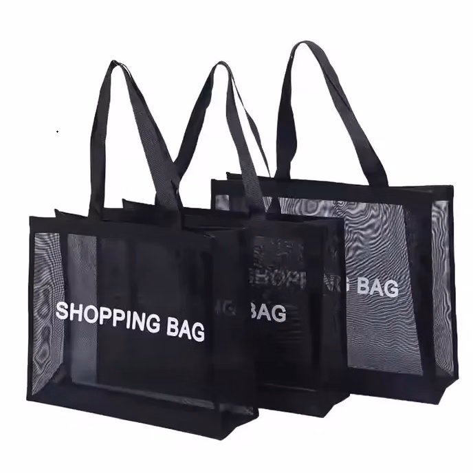 Nylon mesh beach shopping tote bag