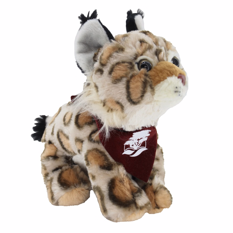 8" Mini Cuddlekin Bobcat with bandana and one color imprint