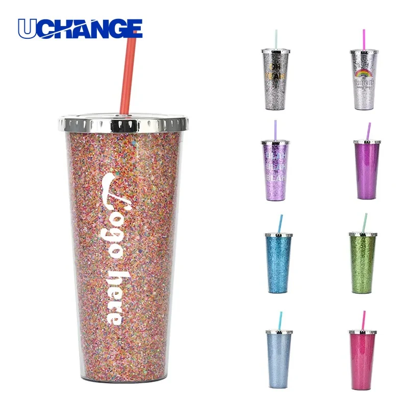 Plastic Double Straw Mug Container (25oz) 1