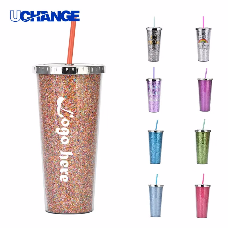 Plastic Double Straw Mug Container (25oz)