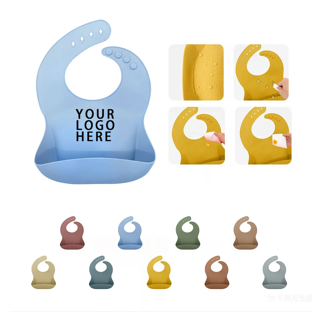 Silicone Baby Bib With Pocket 1