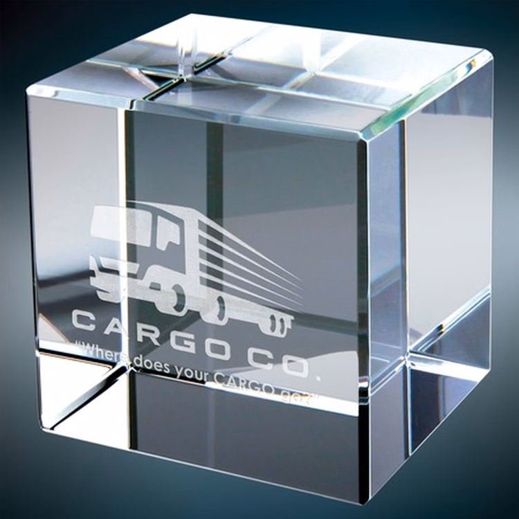 Polished Cube Crystal Award