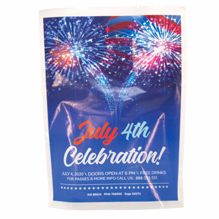 Full Color White 1-Sided Plastic Bags w/Gusset (9" x 12" x 2")