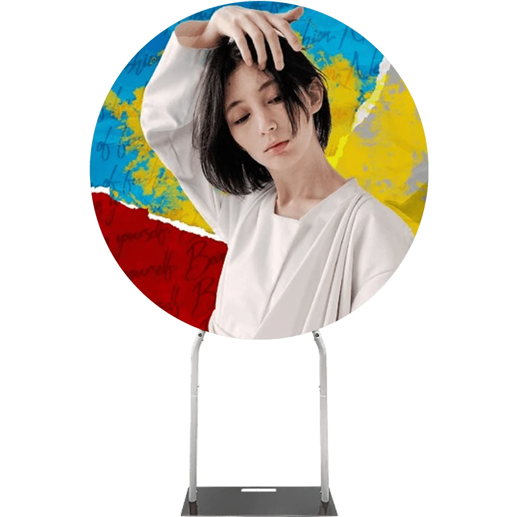 59" dia. x 87"h Round Backdrop Display - Double Side Imprint 1