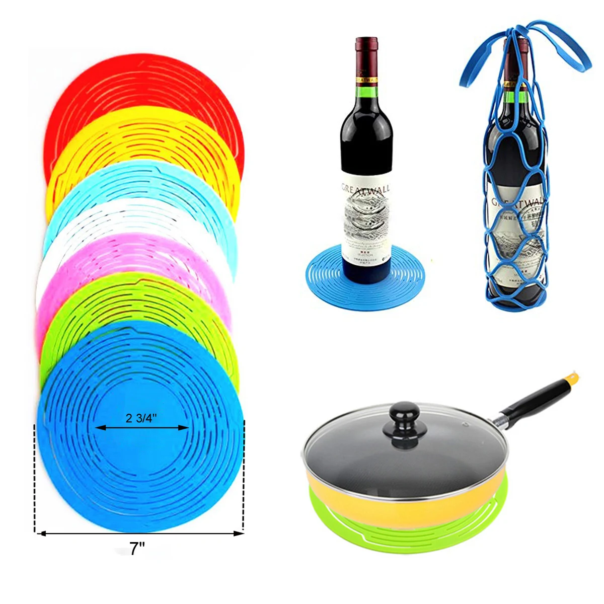 2 In 1 Silicone Wine Bottle Carrier Mesh Bag 1