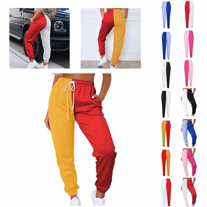 Color Block Drawstring Sweatpants Womens Chic Pants
