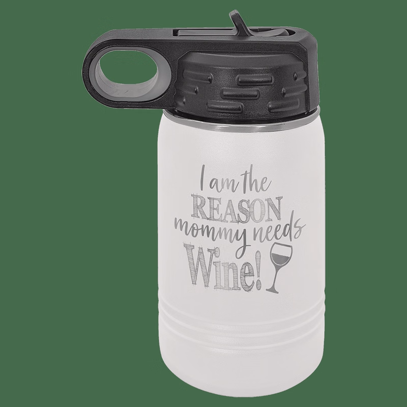 12 oz. White Laser Engraved Polar Camel Water Bottles
