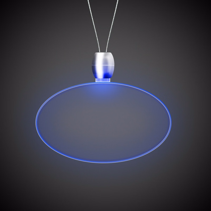 Oval Blue Light-Up Acrylic Pendant Necklace