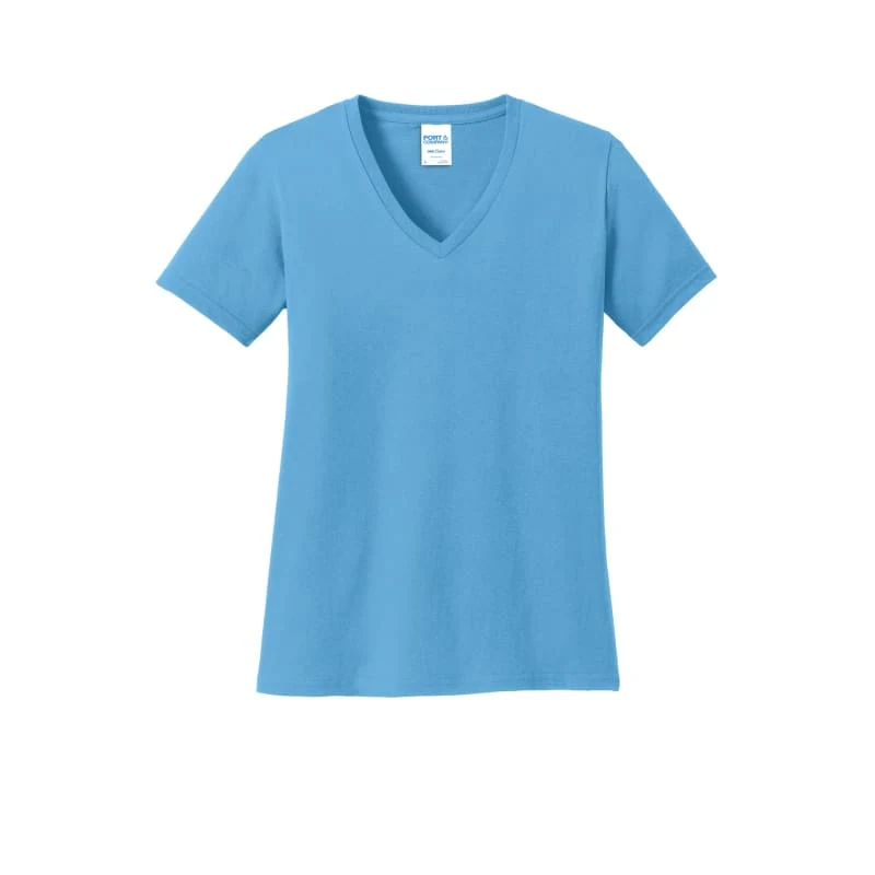 Port & Company Women's Core Cotton V-Neck Tee. 1