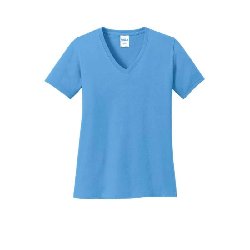 Port & Company Women's Core Cotton V-Neck Tee.