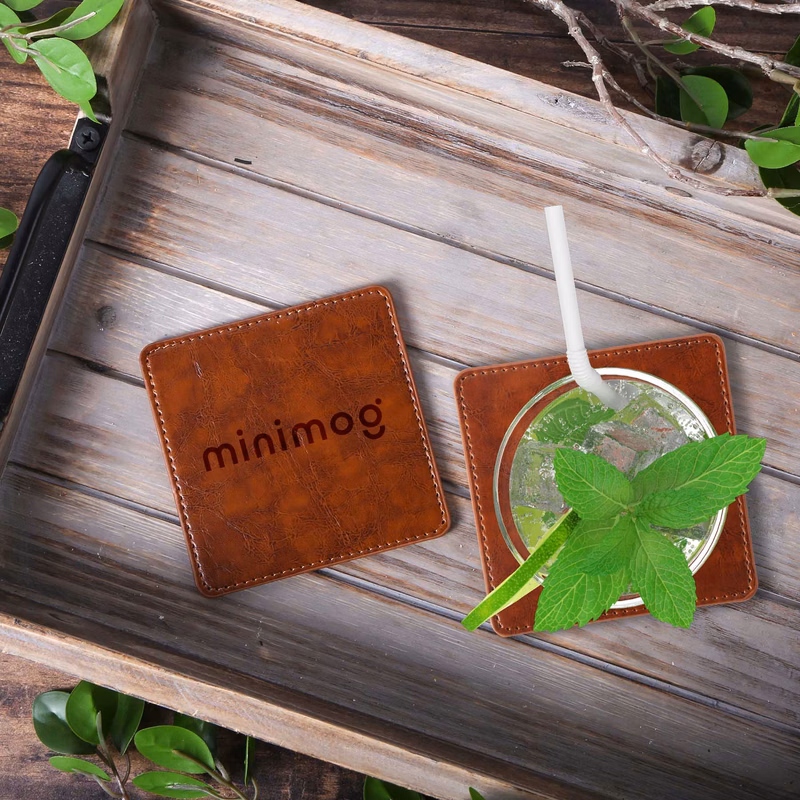 Watson Square PU Leather Coaster: Single