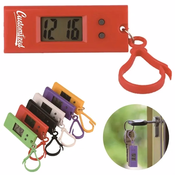 Custom Plastic Mini Digital Keychain Watch with Clip — Student & Education Giveaway