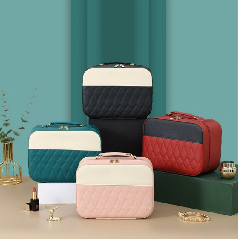 Travel Makeup Train Case Cosmetic Bag with Mirror and Light