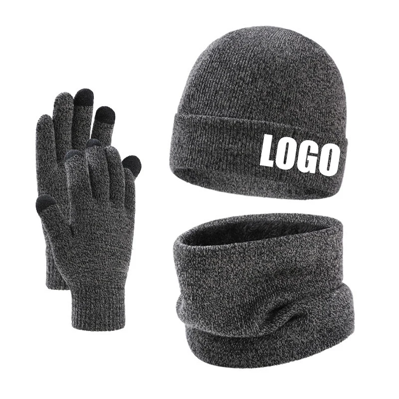 Custom Winter Beanie Hat Scarf Touchscreen Gloves Set 1