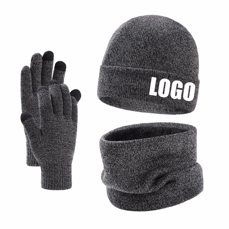 Custom Winter Beanie Hat Scarf Touchscreen Gloves Set