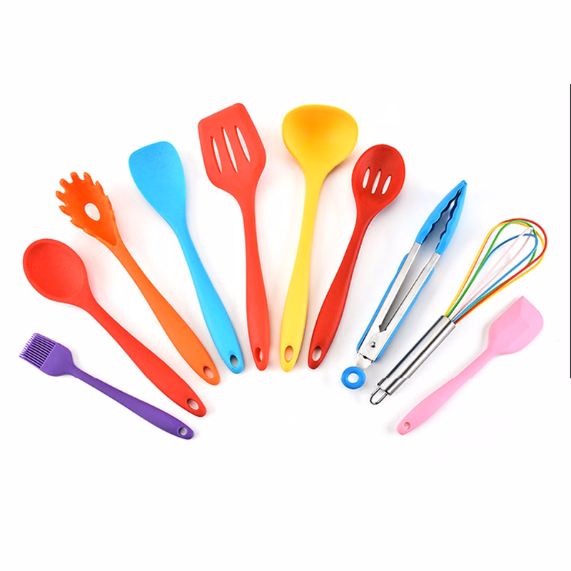 10-Piece Sets Rainbow Color Silicone Kitchenware Cooking Utensils
