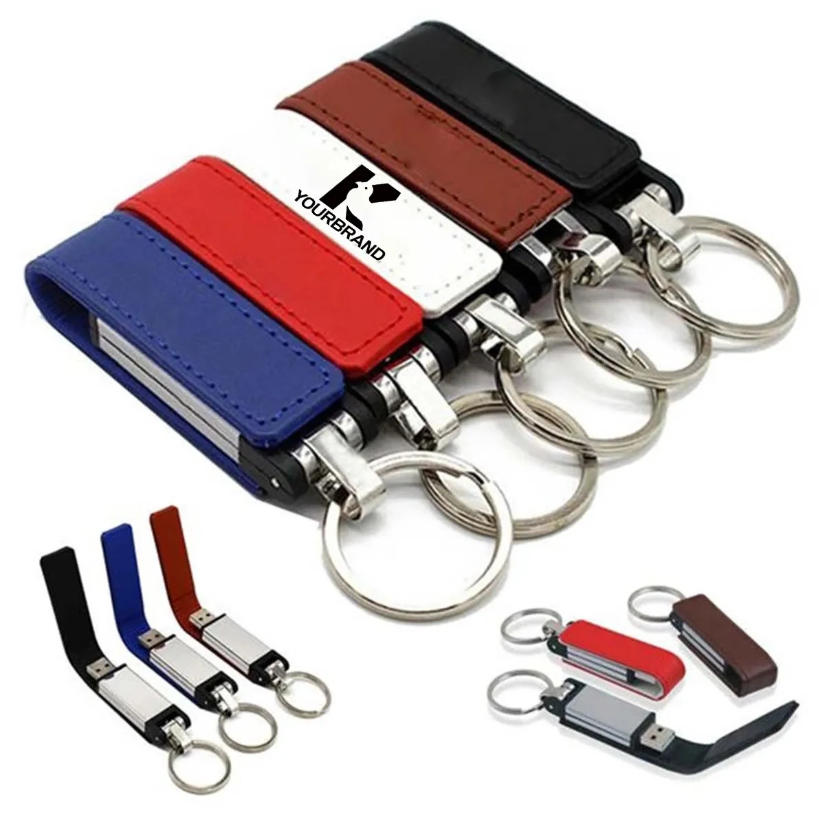 Custom Multicolor 16Gb Leather Usb Flash Drive with Keychain 1