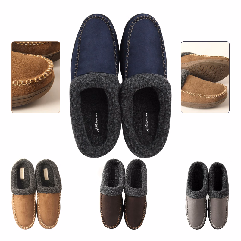Men's Comfy Fuzzy House Slipper Scuff Memory Foam Slip on Wa