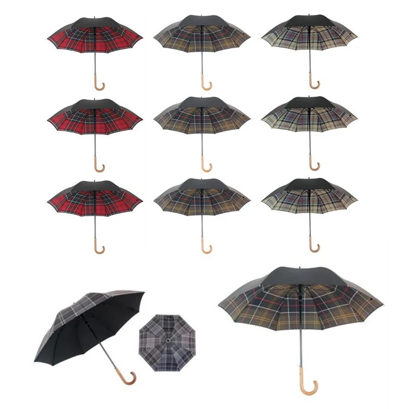 Double Layer Compact Inverted Umbrella with Real Wooden Hook 1