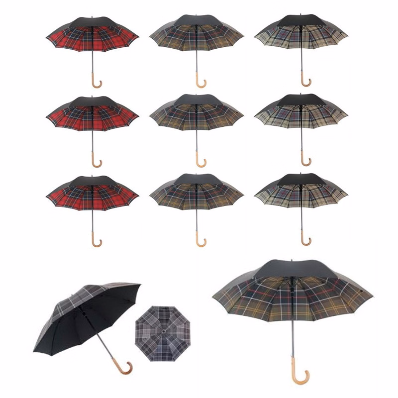 Double Layer Compact Inverted Umbrella with Real Wooden Hook