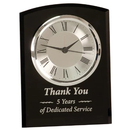 6" Black Glass Arch Clock, Self 1