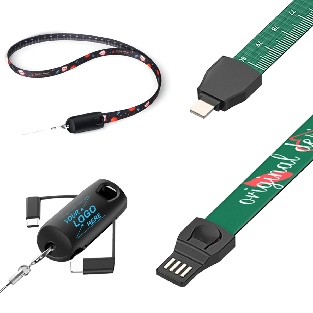 3-in-1 Polyester Charging Cable Lanyard 1