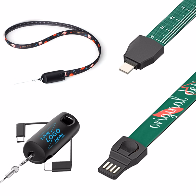 3-in-1 Polyester Charging Cable Lanyard