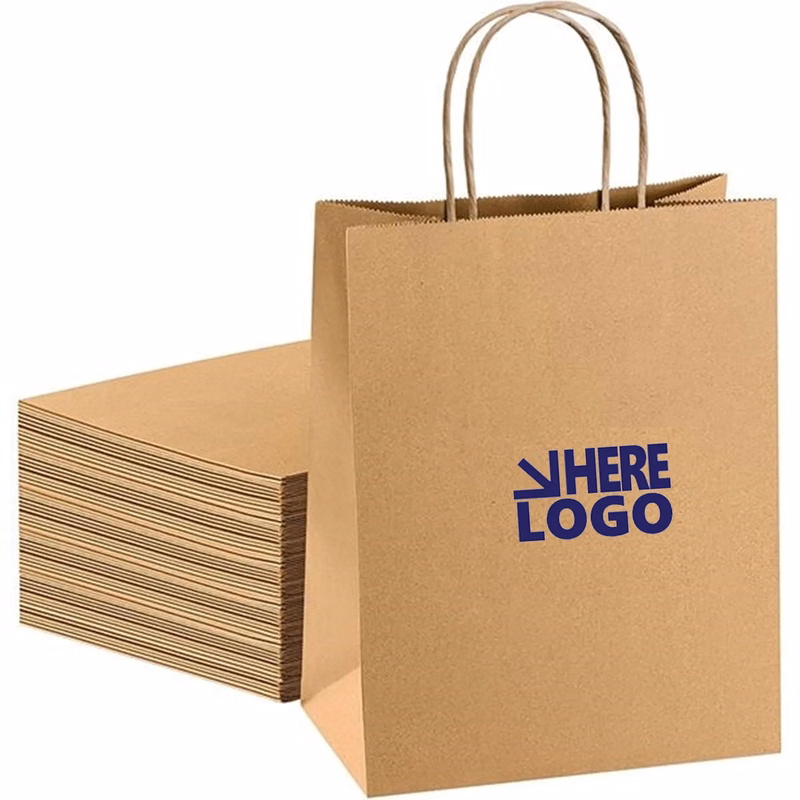 Brown Paper Bag with Handle MOQ 100