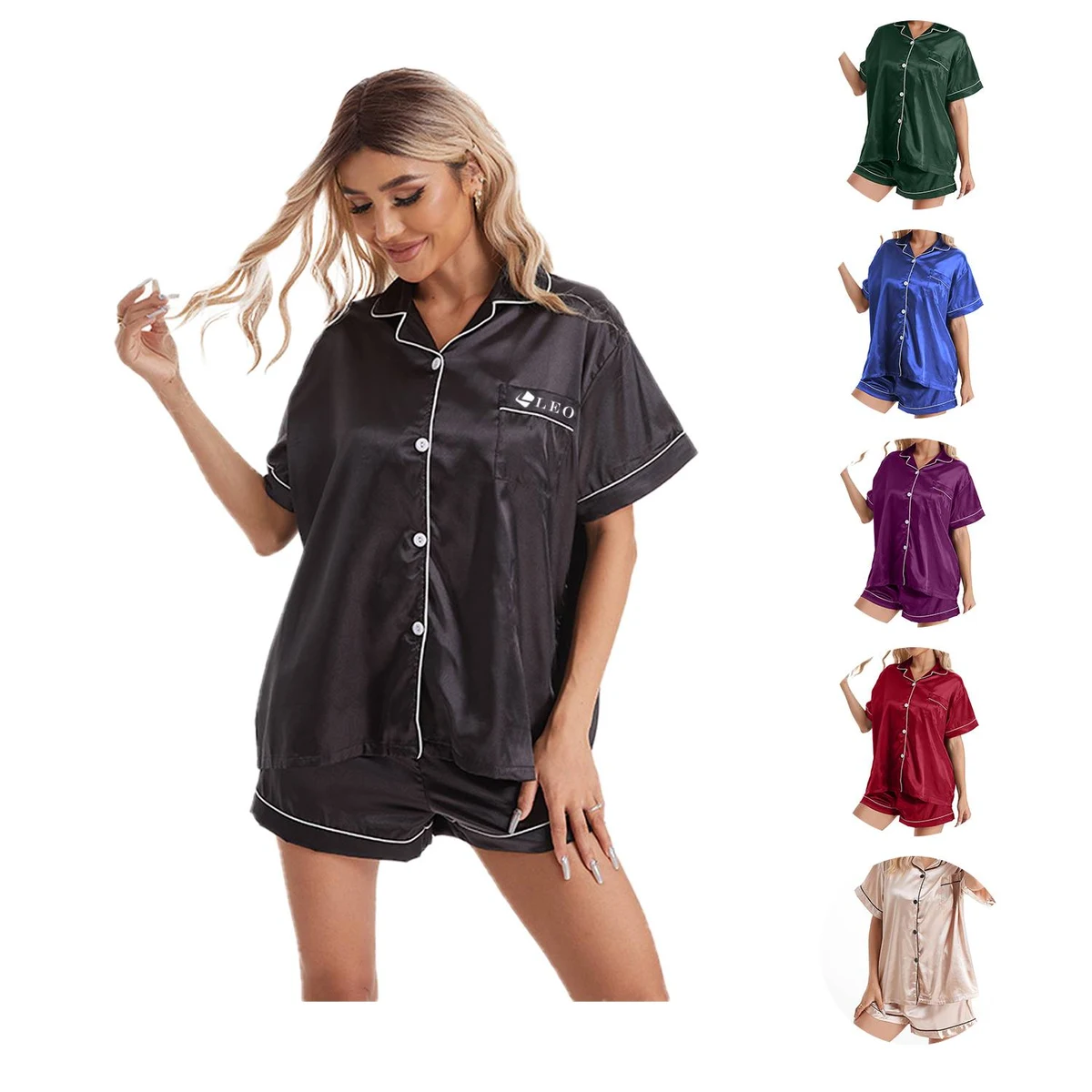 Women Two-Piece Polyester Pajama Set 1