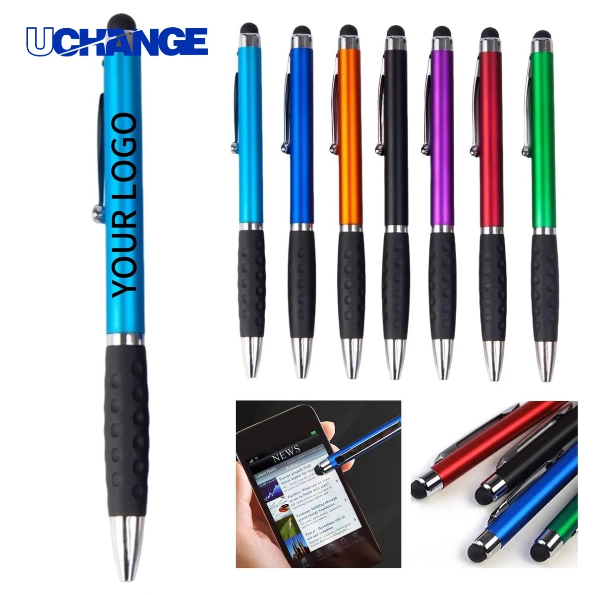 2 in 1 Stylus Ballpoint Pen Rubber Grip 1