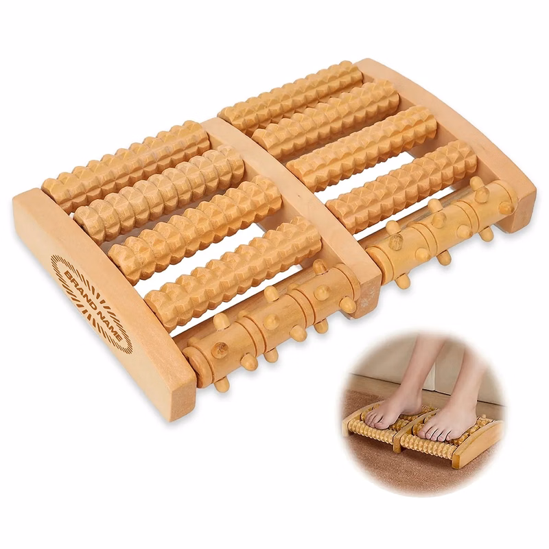 5 Roll Wooden Roller Relaxation Stress Relief Foot Massager