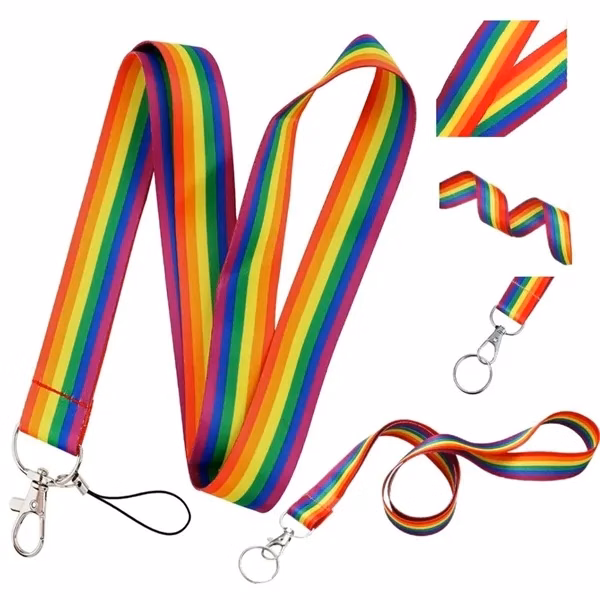 Custom 36 Rainbow LGBT Pride Webbing Lanyard — Inclusive ID Holder Event Promo